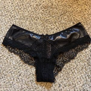 NEW VS Black Lace Leather Style Panties